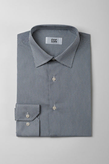 Camicia in cotone con micropois blu C82 EGG/82 704 EGG FAMILY 