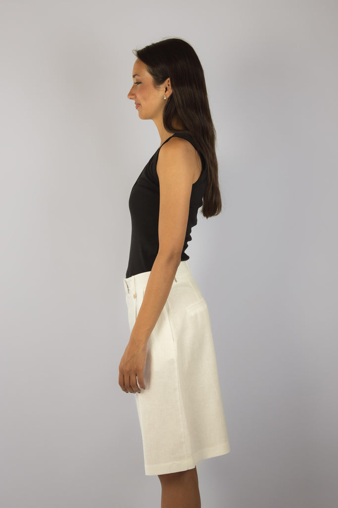 Bermuda in lino bianco JP3364T110 LATTE EGG FAMILY 