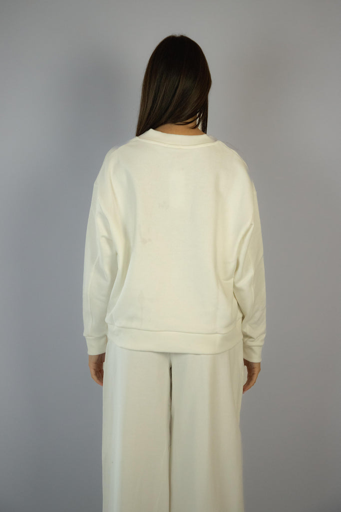 Felpa bianca leggera con scollo a V BROOKLYN PANNA EGG FAMILY 