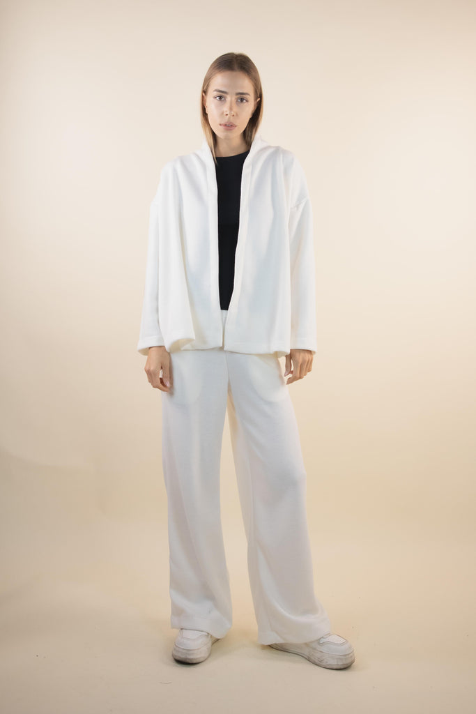 Cardigan lana bianca W1LISI 22 LANA EGG FAMILY 