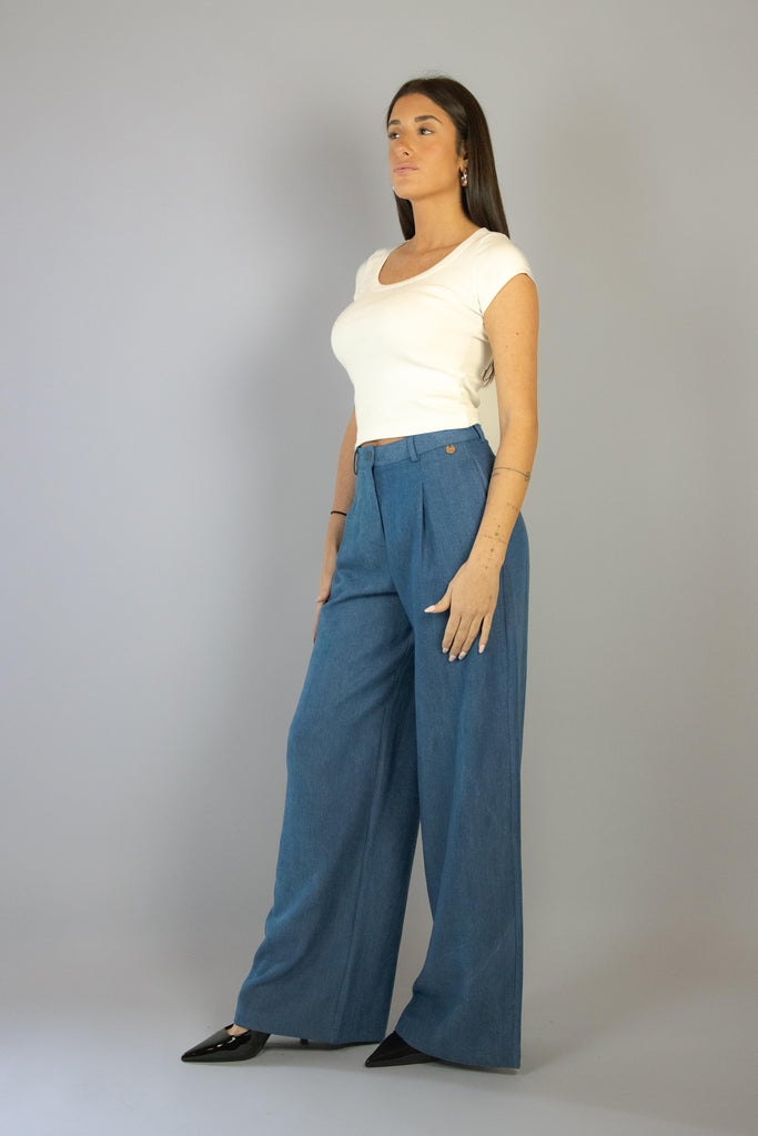 Pantalone a palazzo denim medio 7138 MEDIO EGG FAMILY 