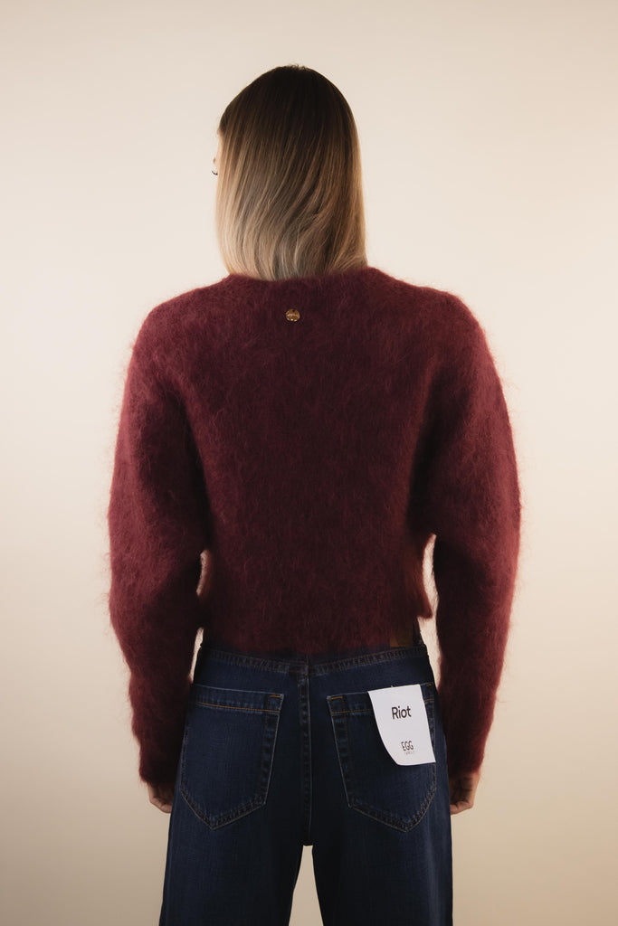 Maglia bordaux in Mohair PA972 BORDEAUX EGG FAMILY 