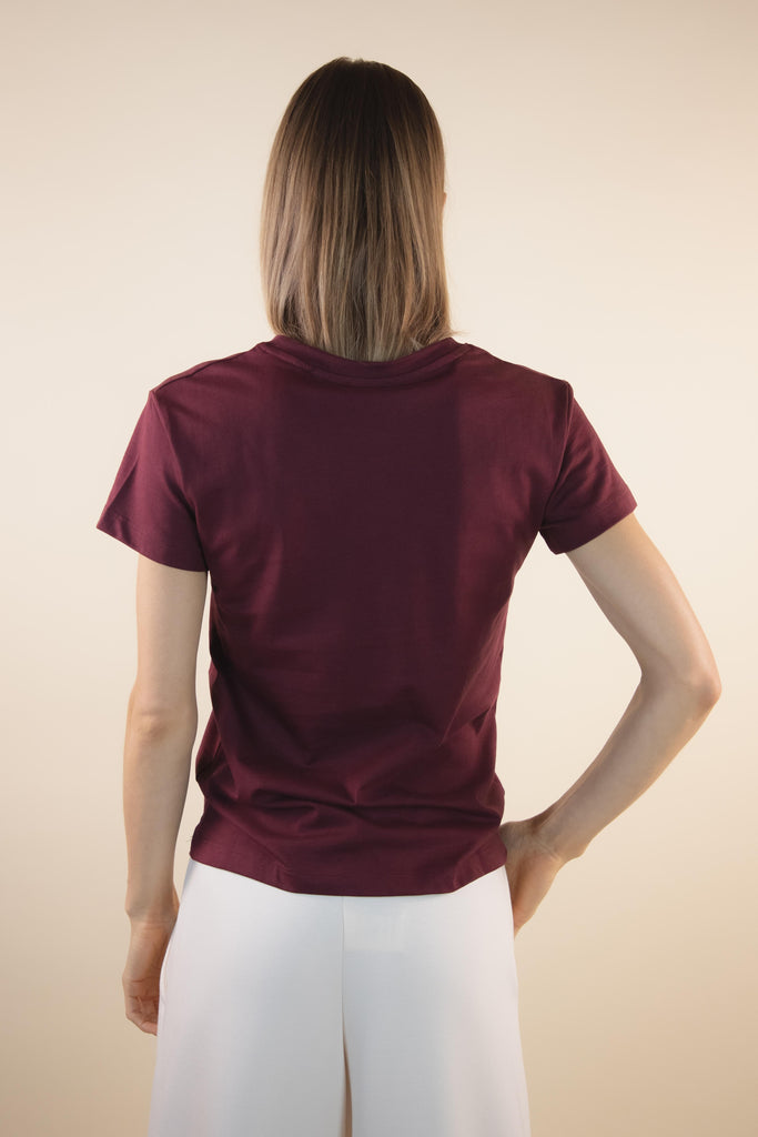 T-shirt bordeaux con ricamo Natale W1PLACIDO 06 NATALE BORDEAUX/PANNA EGG FAMILY 