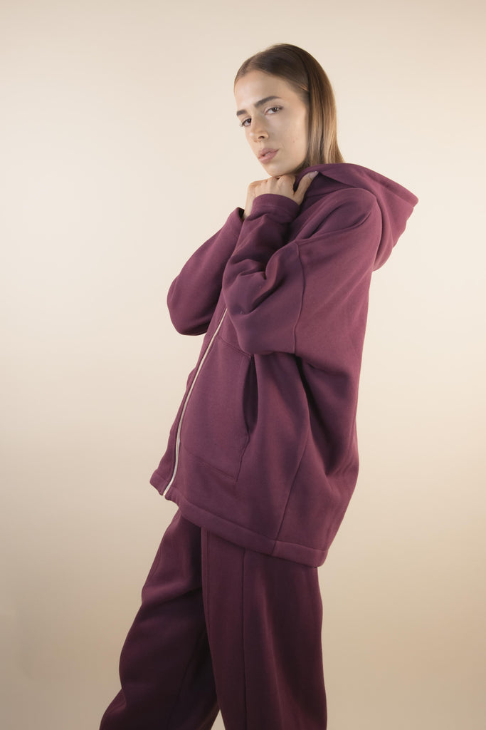 Felpa over bordeaux con zip W1LISI 16 BORDEAUX EGG FAMILY 