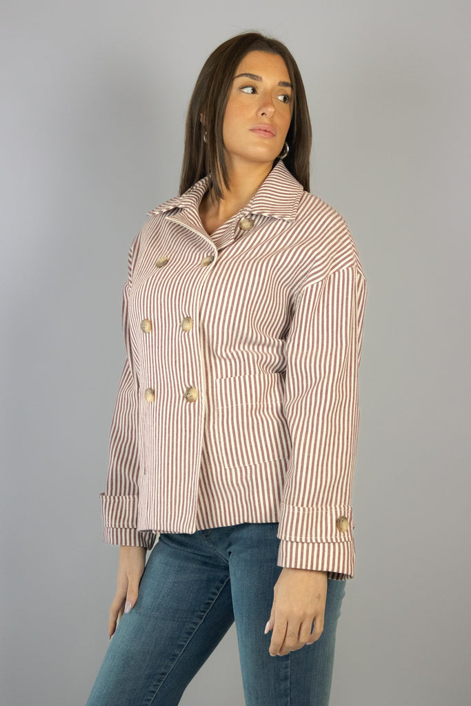 Trench in cotone a righe bianche e bordeaux 50826 MANTECA EGG FAMILY 