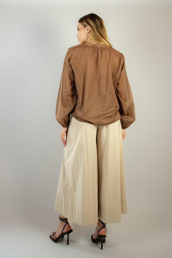 Pantalone gamba ampia beige G184/11 BEIGE EGG FAMILY 