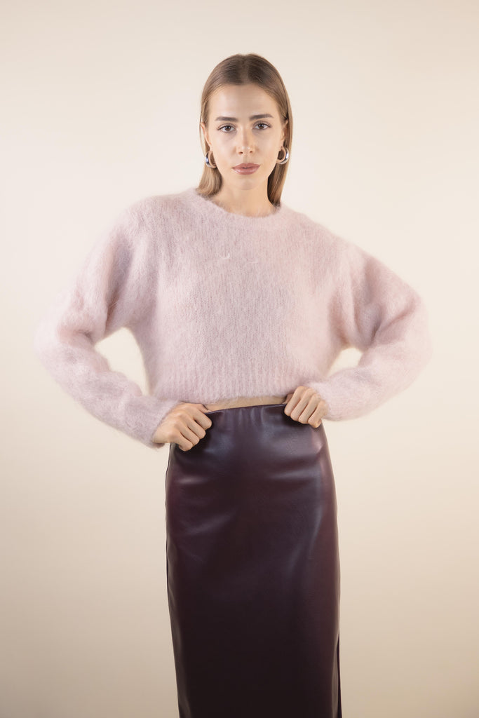 Maglia rosa in mohair PA972 ROSA EGG FAMILY 