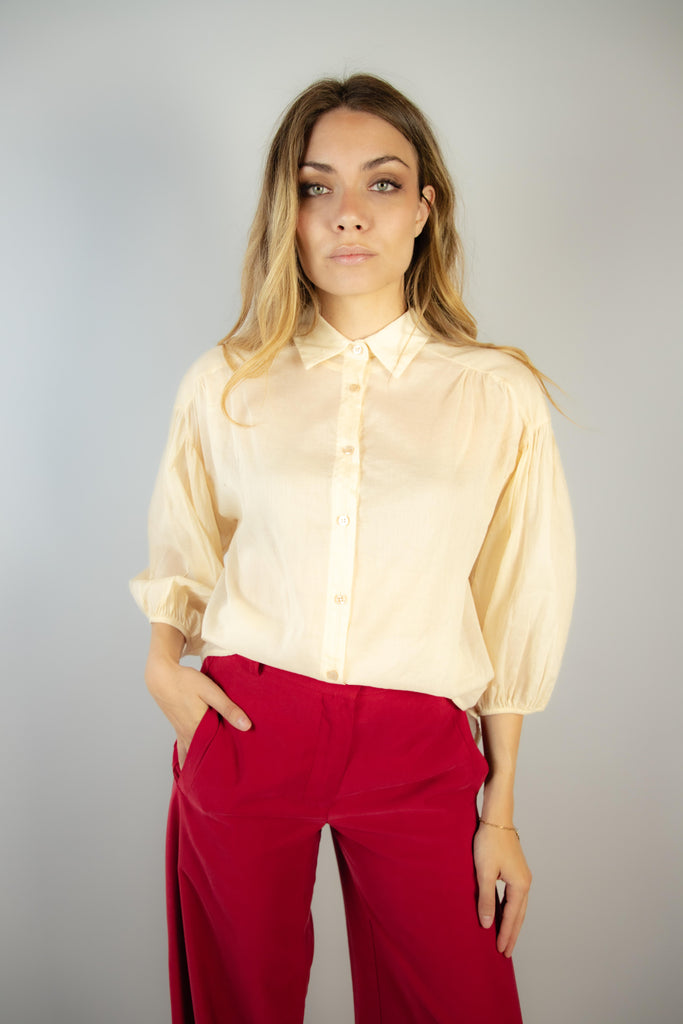 Camicia in mussola di cotone beige EG108 CERAMIC EGG FAMILY 
