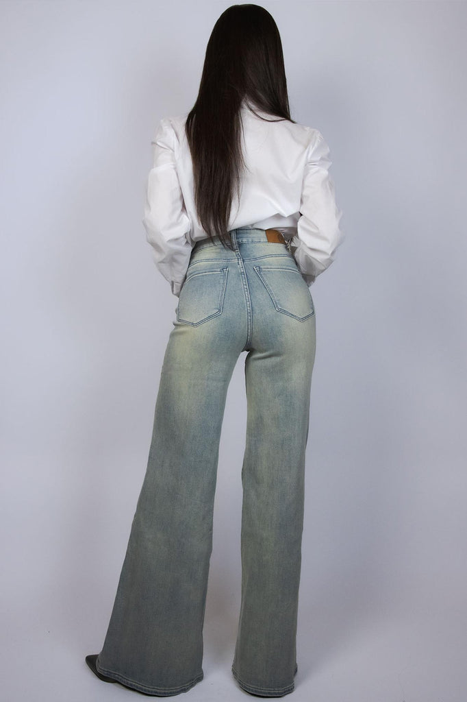 Jeans a palazzo vita alta denim chiaro EG808# DENIM EGG FAMILY 