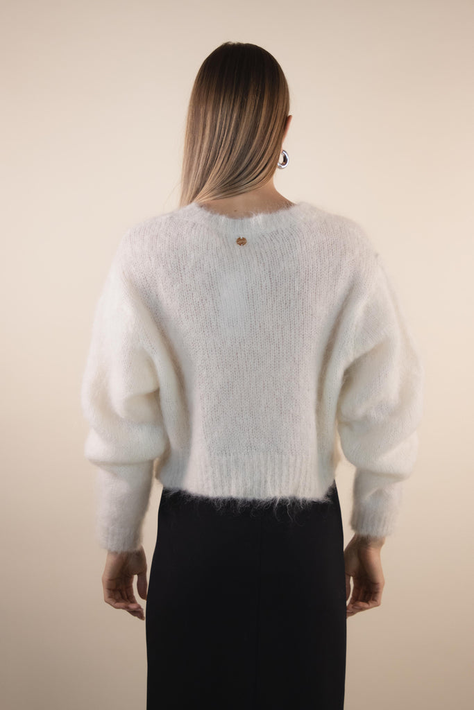 Maglia bianca in mohair PA972 NATURALE EGG FAMILY 