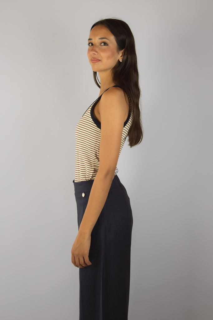 Canotta a righe bianche e marroni T6702R15T39 BLU EGG FAMILY 