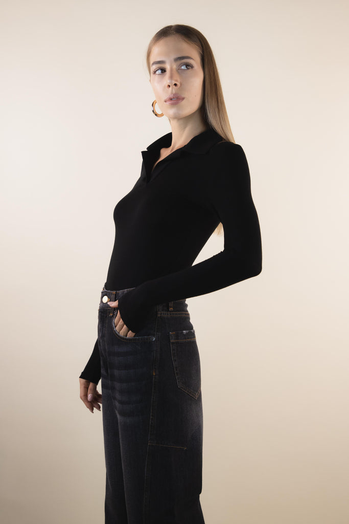 Maglia polo nera H416/6 NERO EGG FAMILY 