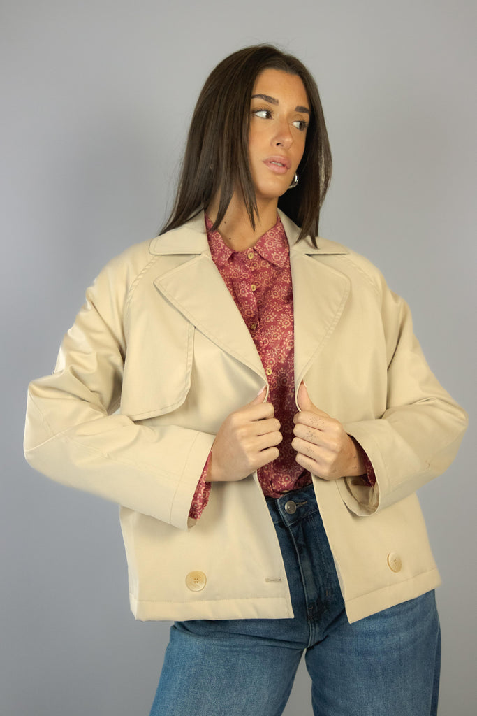 Trench corto beige chiaro SG02 GHIACCIO EGG FAMILY 