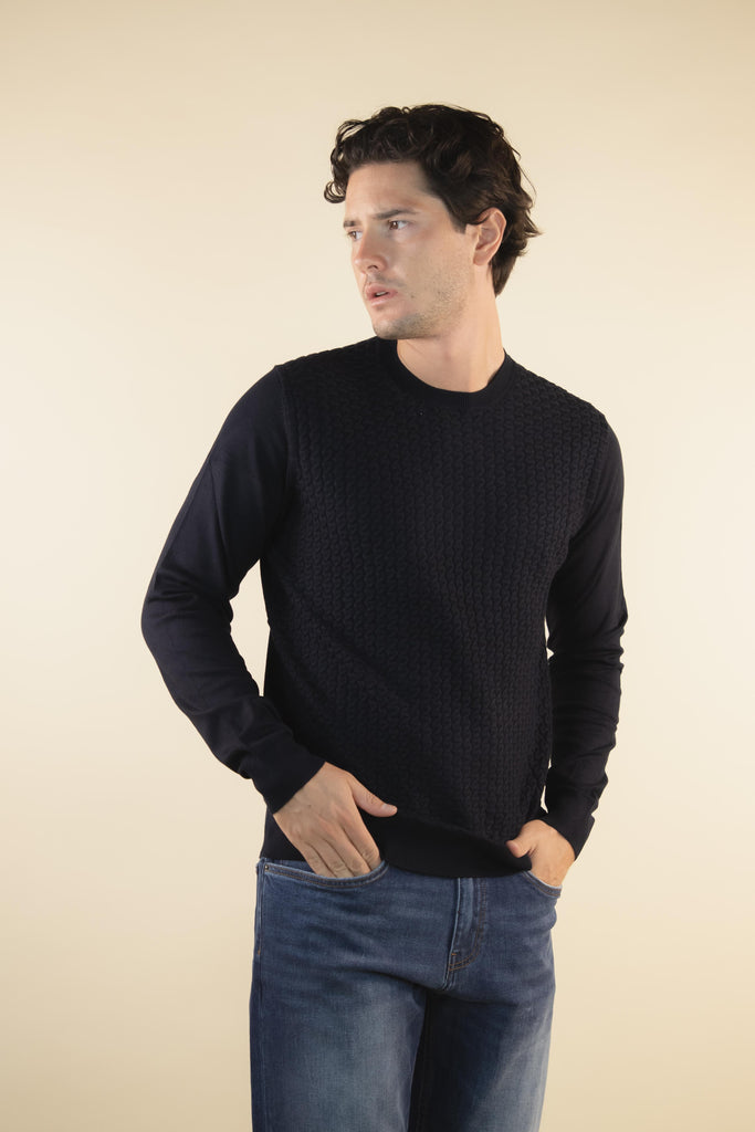 Maglia con intreccio Blu P20025 BLU EGG FAMILY 