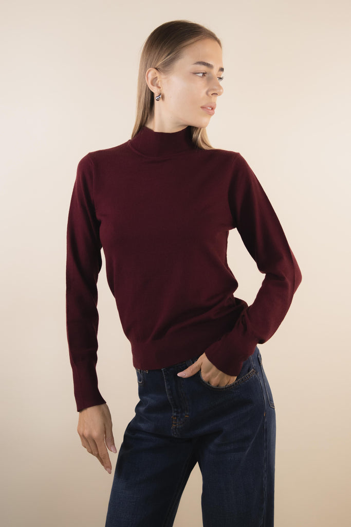 Maglia in viscosa bordeaux mezzo collo PK20021 BORDEAUX EGG FAMILY 