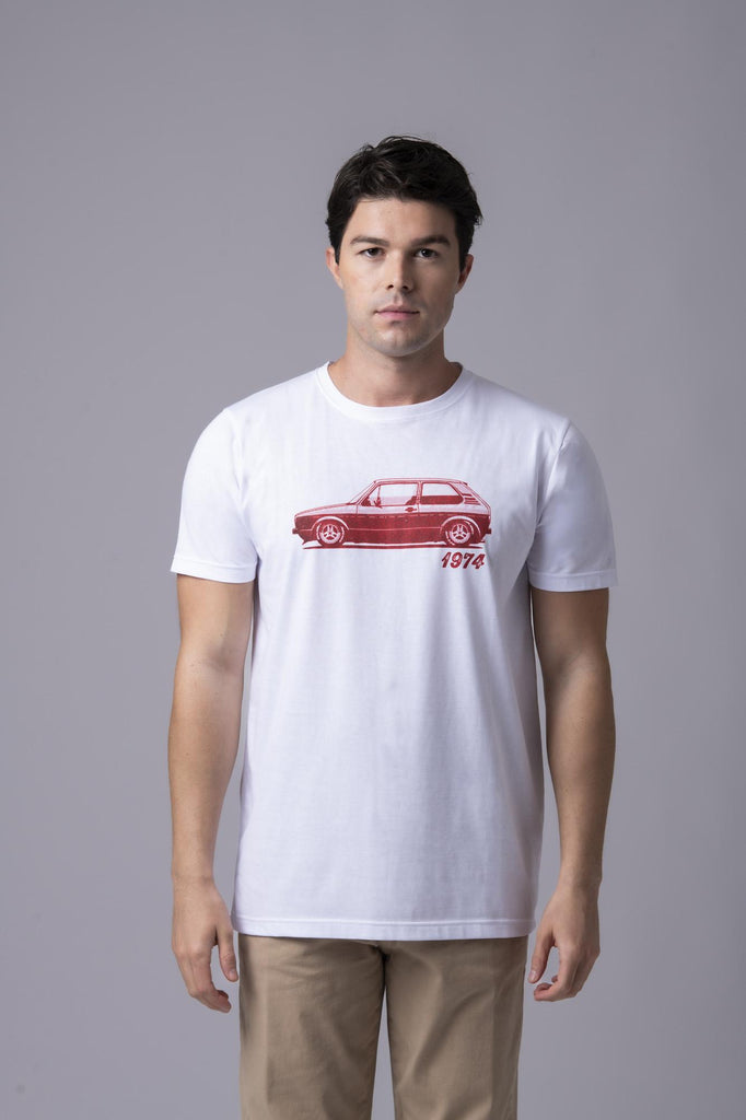 T-shirt bianca con auto 1974 177365 BIANCO EGG FAMILY 