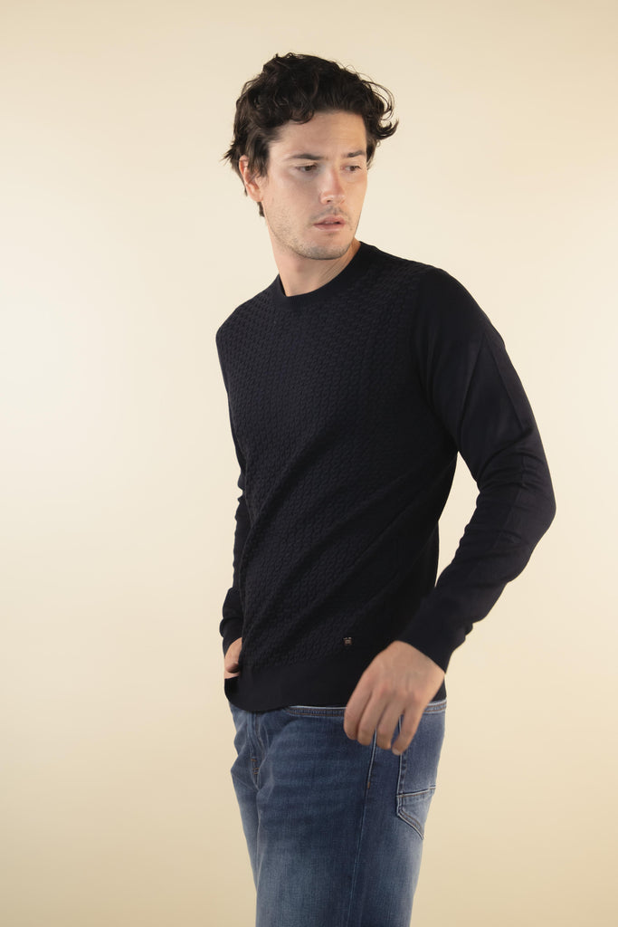 Maglia con intreccio Blu P20025 BLU EGG FAMILY 