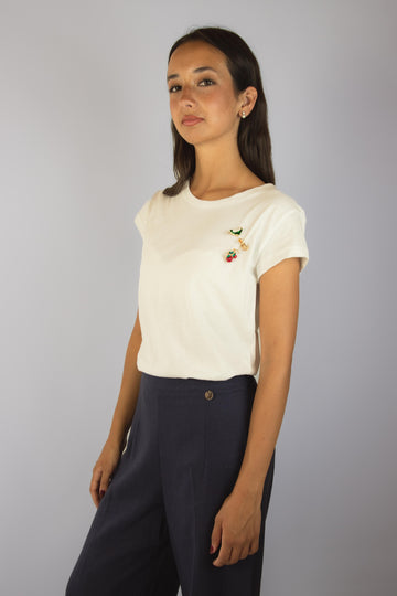 T-shirt bianca con spille smaltate - Profumo T-SHIRT SPILLA SPILLA PROFUMO EGG FAMILY 