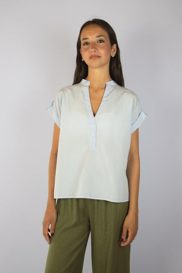 Camicia a righe bianche e celesti JC6979R7 RIGA AZZURRA EGG FAMILY 