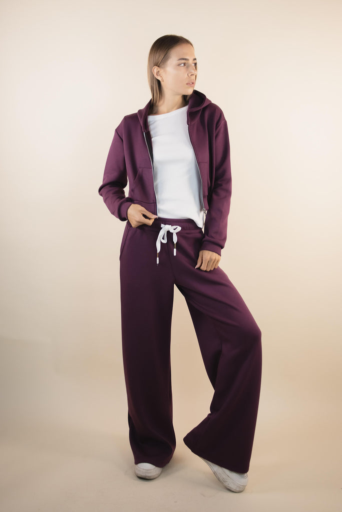 Felpa crop vinaccia con zip W1GIORGI 07 VINACCIA EGG FAMILY 