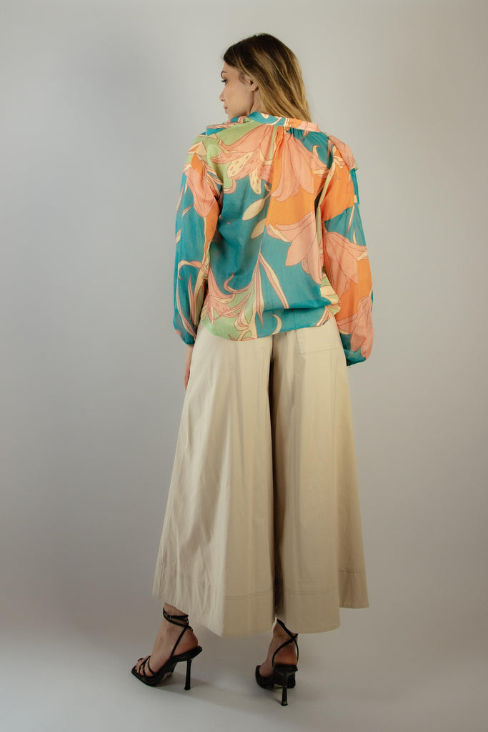 Camicia in mussola di cotone fantasia rosa e azzurro 7393 VARIANTE 2 EGG FAMILY 