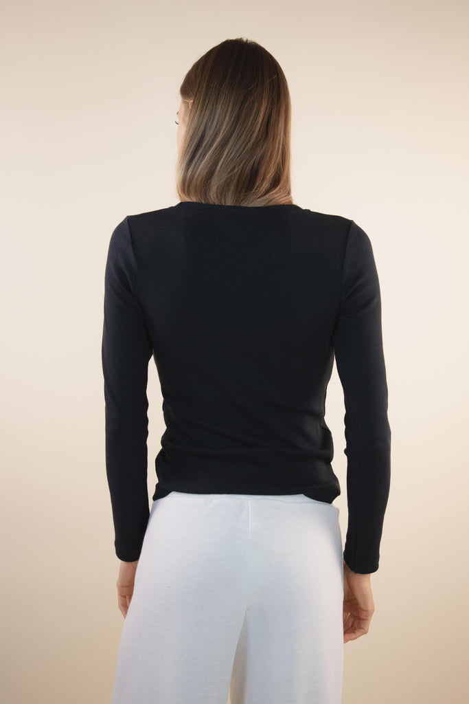 Maglia microcostina nera W1VITTI 04 NERO EGG FAMILY 