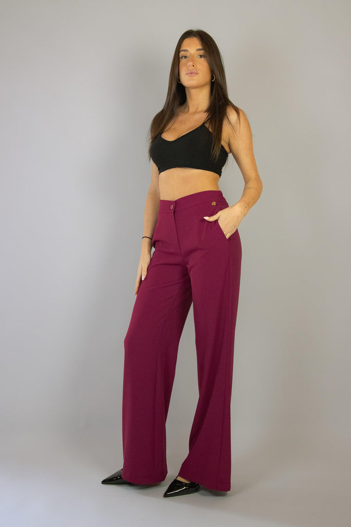 Pantalone palazzo rosso sangria 101/24 SANGRIA EGG FAMILY 