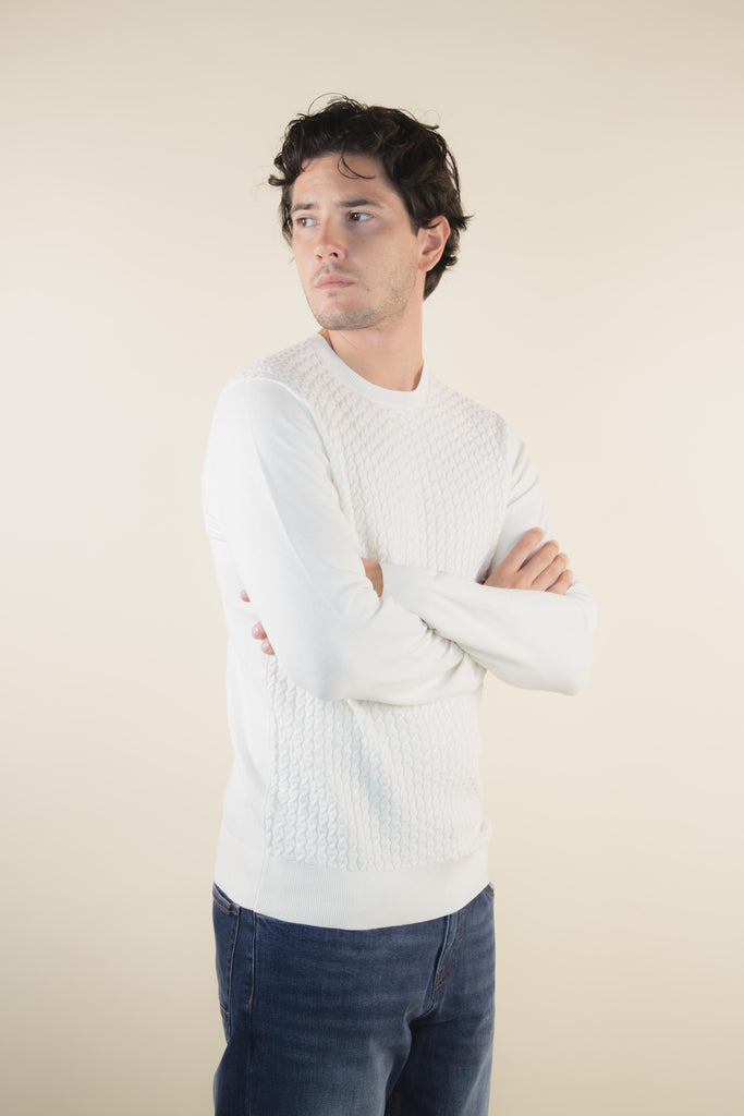 Maglia con intreccio Ecru P20025 ECRU EGG FAMILY 