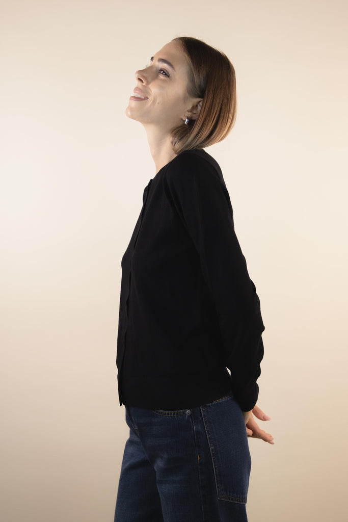 Maglia con bottoncini nero PK20025 NERO EGG FAMILY 