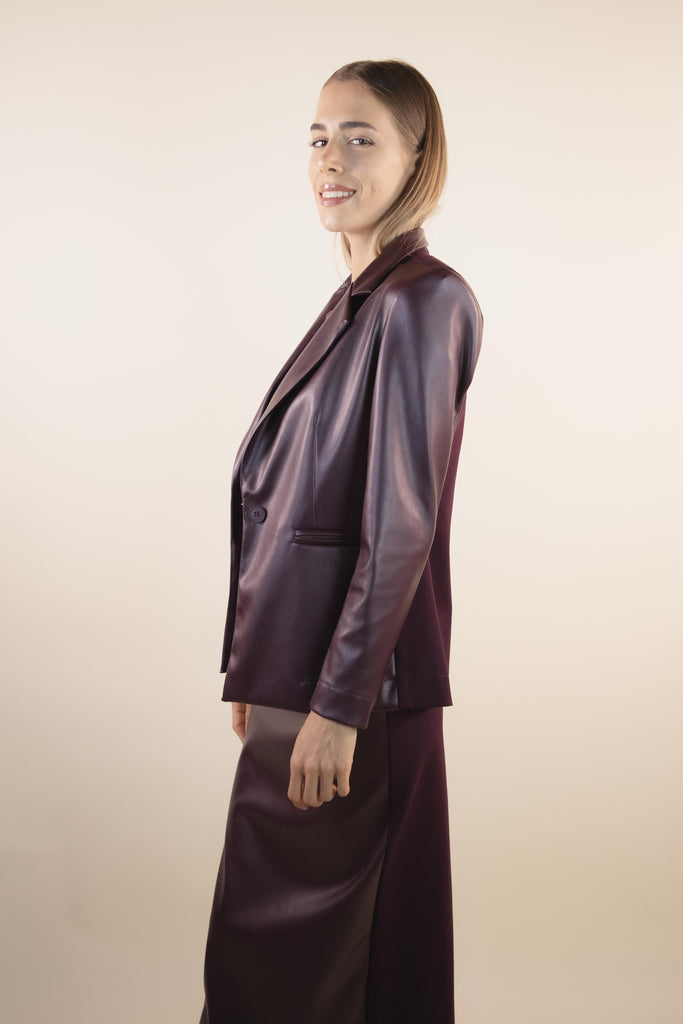 Blazer in ecopelle e punto milano amarone H507/38 AMARONE EGG FAMILY 