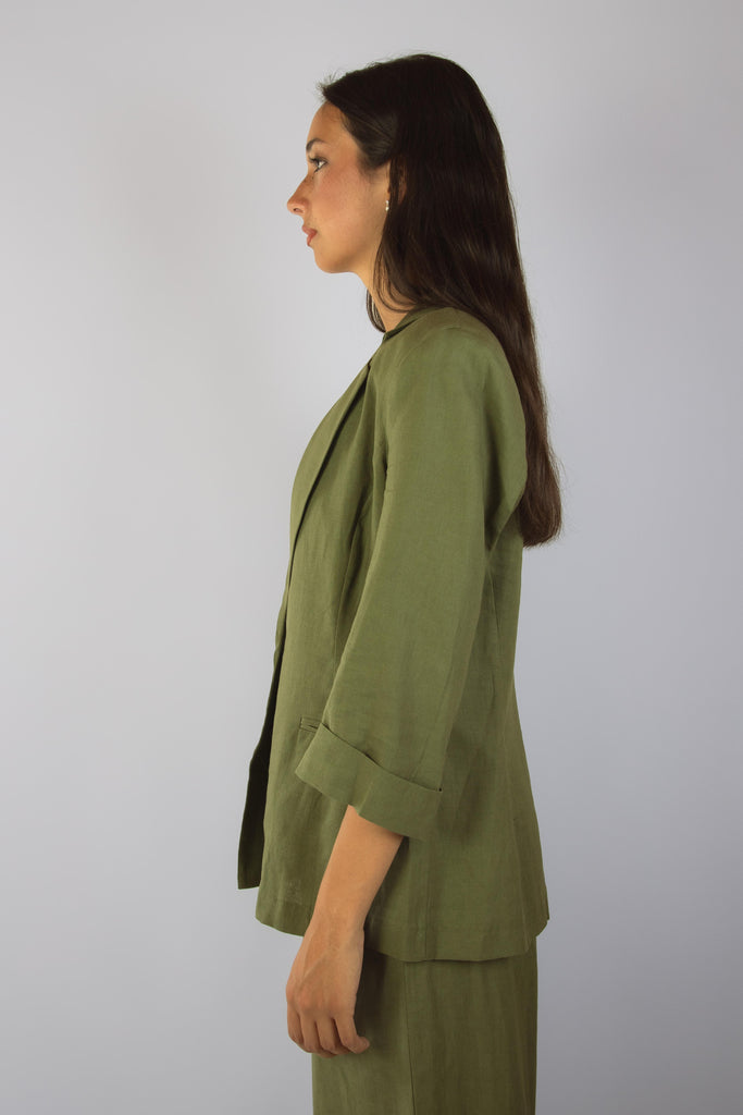 Giacca verde in lino e viscosa JK4210T110 MILITARE EGG FAMILY 