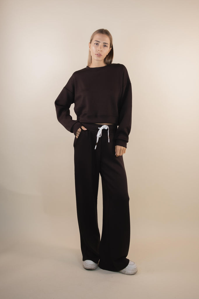 Pantalone sportivo marrone a palazzo W1GIORGI 08 MORO EGG FAMILY 