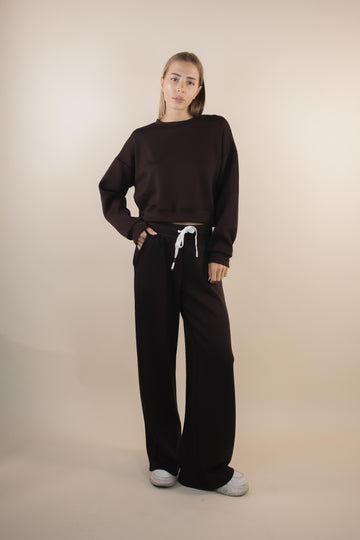 Pantalone sportivo marrone a palazzo W1GIORGI 08 MORO EGG FAMILY 