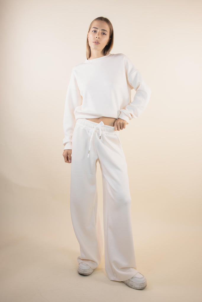 Pantalone sportivo a palazzo color avorio W1GIORGI 08 AVORIO EGG FAMILY 