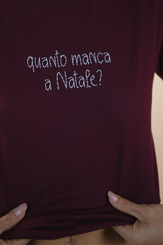 T-shirt bordeaux con ricamo Natale W1PLACIDO 06 NATALE BORDEAUX/PANNA EGG FAMILY 