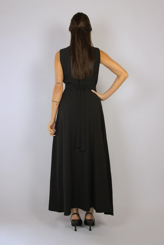 Abito lungo nero con spacco laterale G221/24 NERO EGG FAMILY 