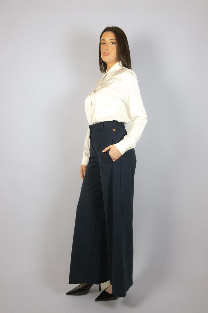 Pantalone a palazzo blu in punto Milano G193/1 BLU EGG FAMILY 