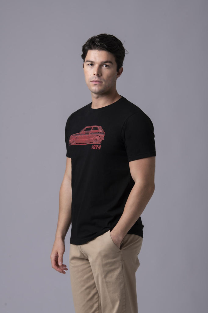 T-shirt nera con auto rossa 1974 177365 NERO EGG FAMILY 