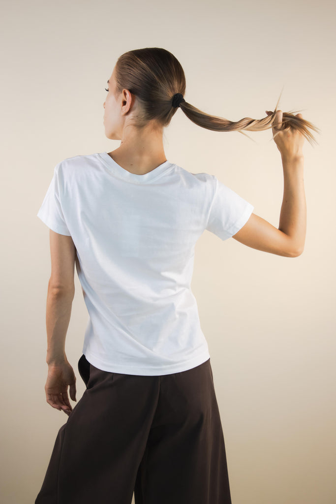 T-shirt panna ricamo moro sogno RK1885 PANNA/MORO EGG FAMILY 