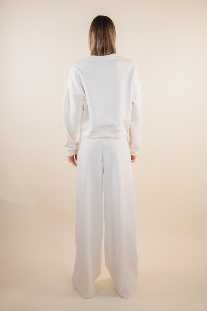 Pantalone sportivo a palazzo color avorio W1GIORGI 08 AVORIO EGG FAMILY 