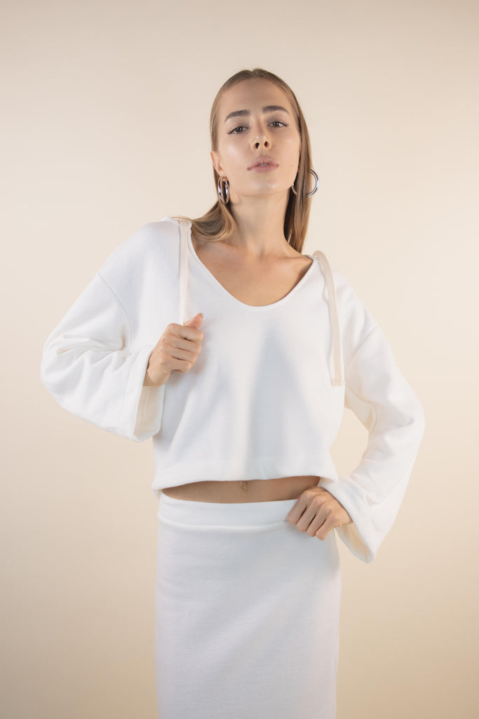 Felpa in maglia lana bianca W1LISI 08 LANA EGG FAMILY 