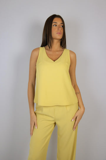 Blusa a canotta di colore giallo chiaro 7224 GIALLO EGG FAMILY 