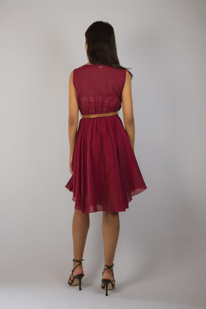 Abito rosso con scollo a V JA5098T41T102 BORDEAUX EGG FAMILY 