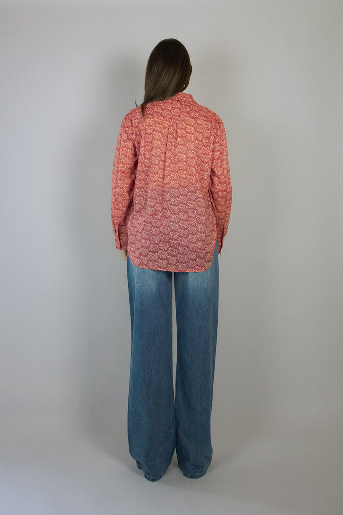 Camicia in cotone con micro fantasia floreale rossa 6435/B VARIANTE 1 EGG FAMILY 