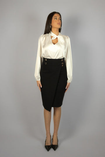 Camicia satin bianca con fiocco ZC6152RASO PANNA EGG FAMILY 